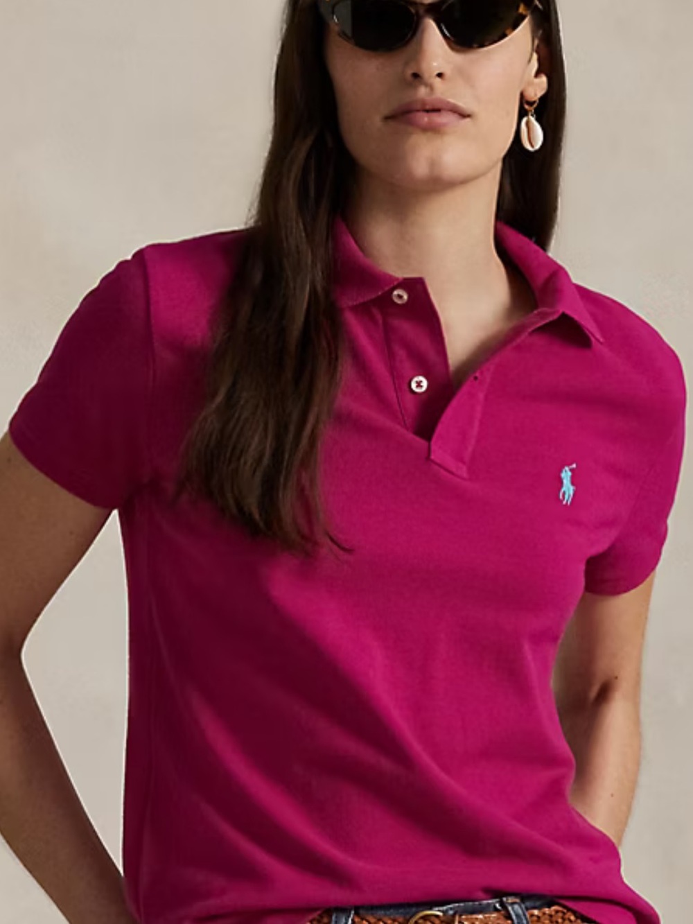 Ralph Lauren Short-Sleeve Slim fit Polo in Fuchsia with yellow pony